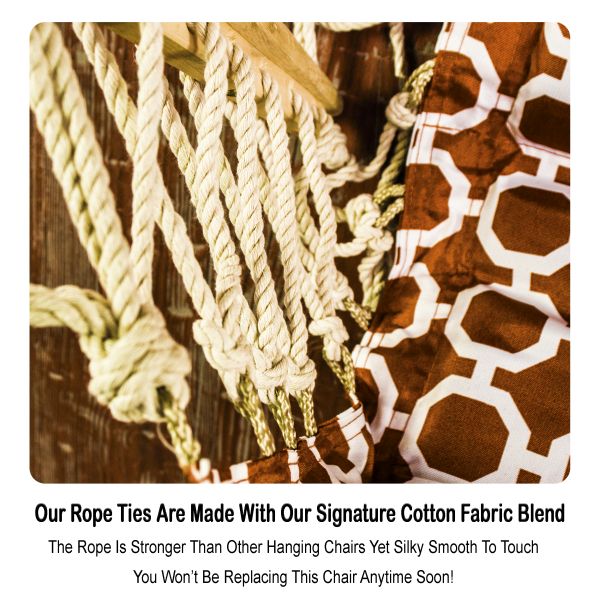 Hanging Hammock Chair With Pillow Orange With White Rings - Image 5